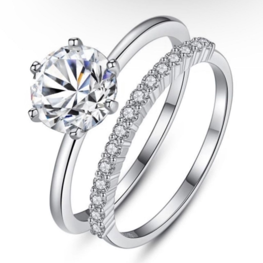 925 Sterling Silver Stackable Created Moissanite … - image 1